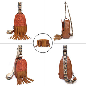 Brown Fringe Western Sling Bag!