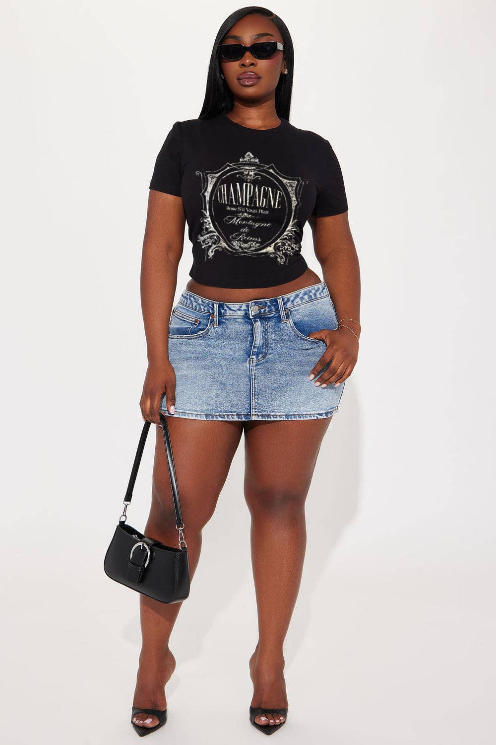 Champagne Graphic Crop Tee!