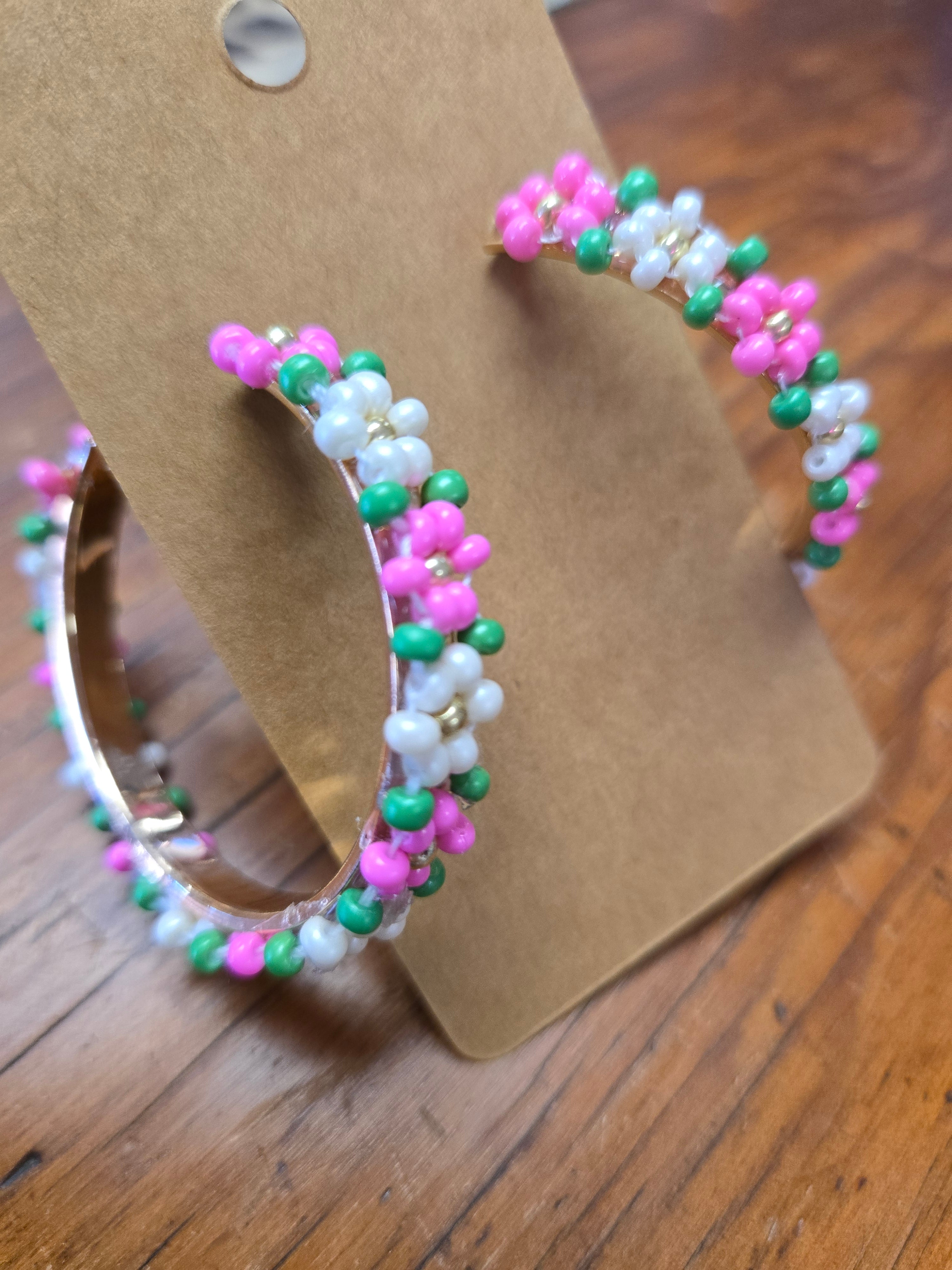 Floral Hoop Earrings!