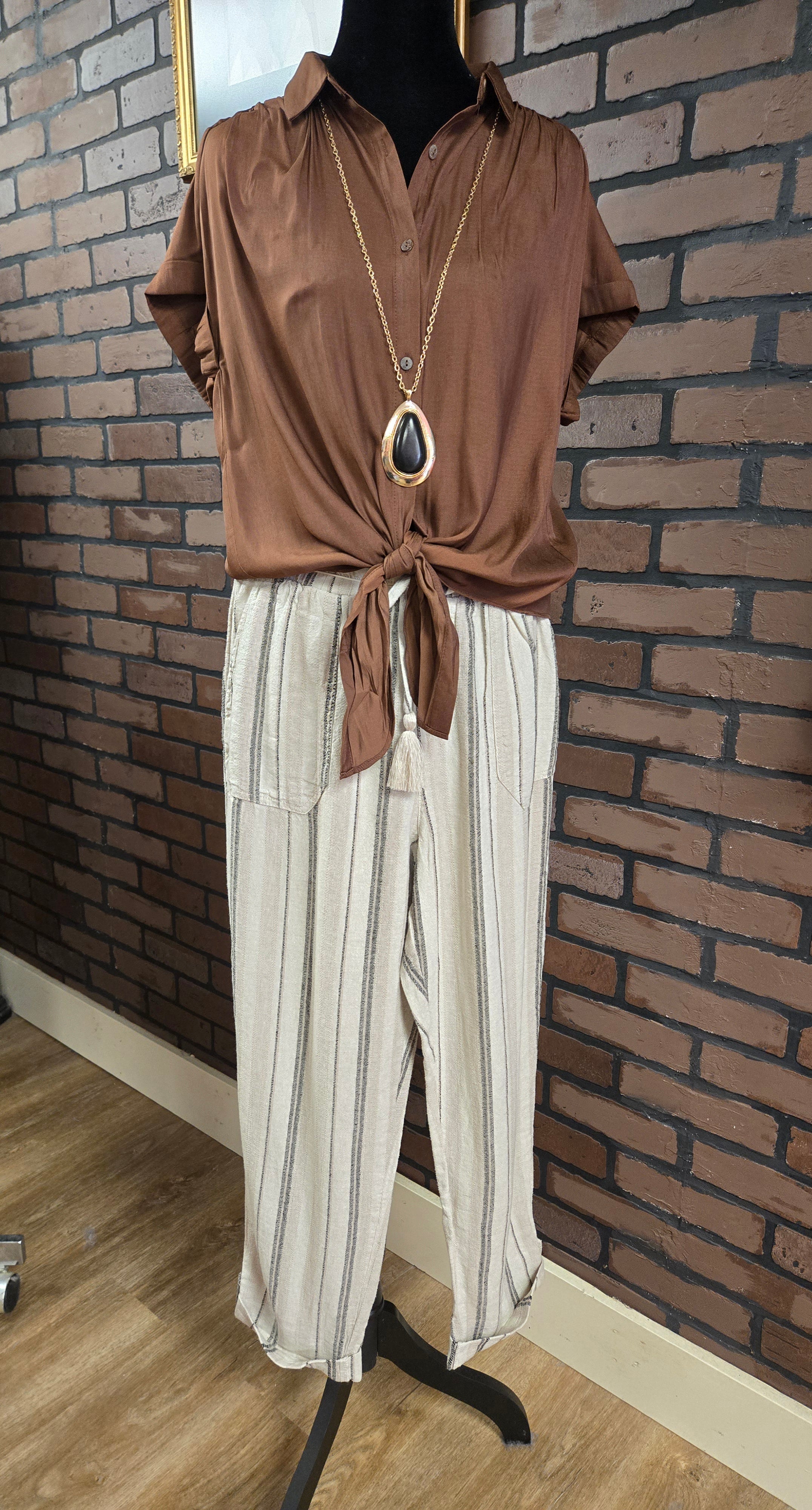 Linen Pants or Tie Blouse!