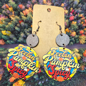 Wooden Pumpkin Earrings! 5 choices!