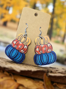 Wooden Pumpkin Earrings! 5 choices!