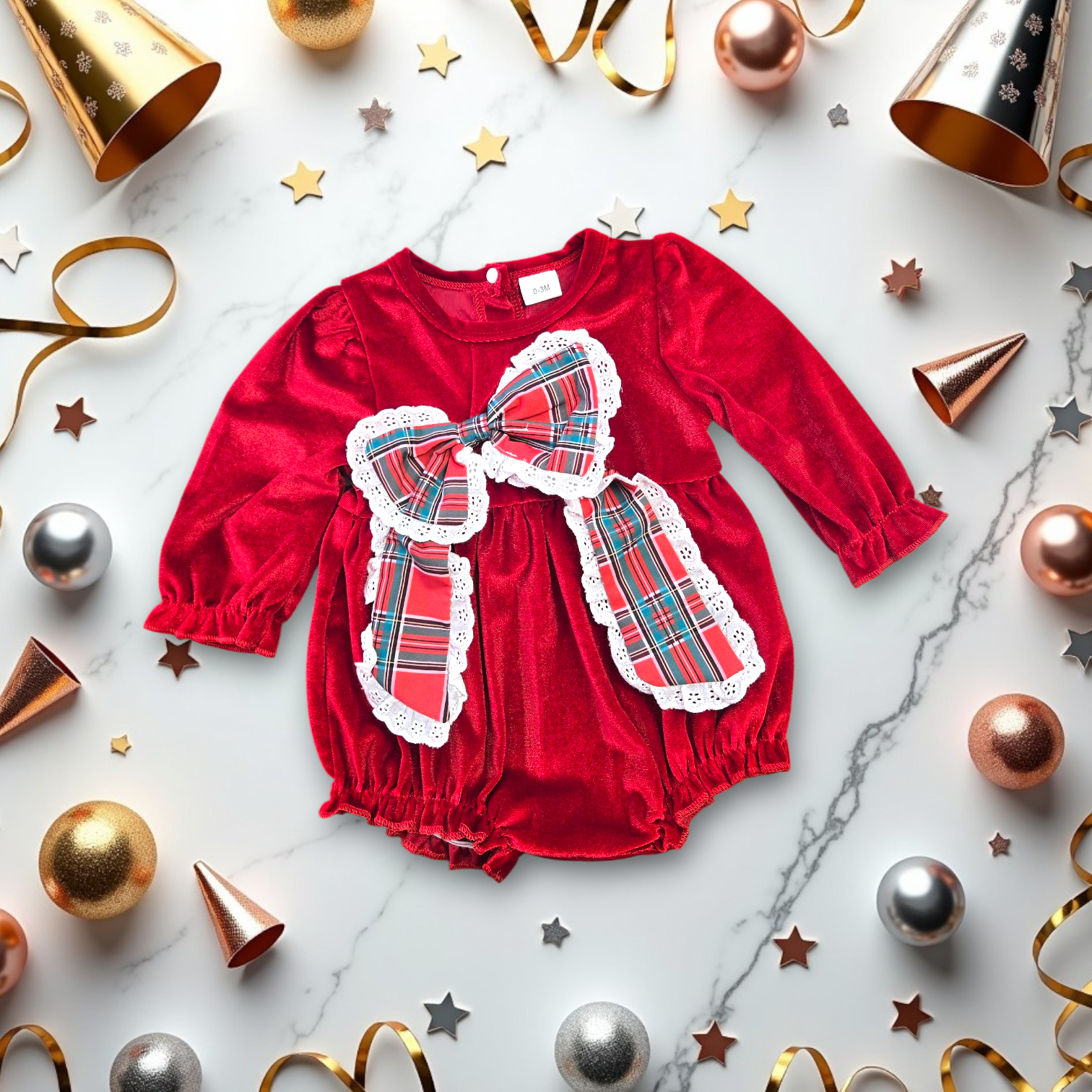 Velvet Bow Bubble Romper!