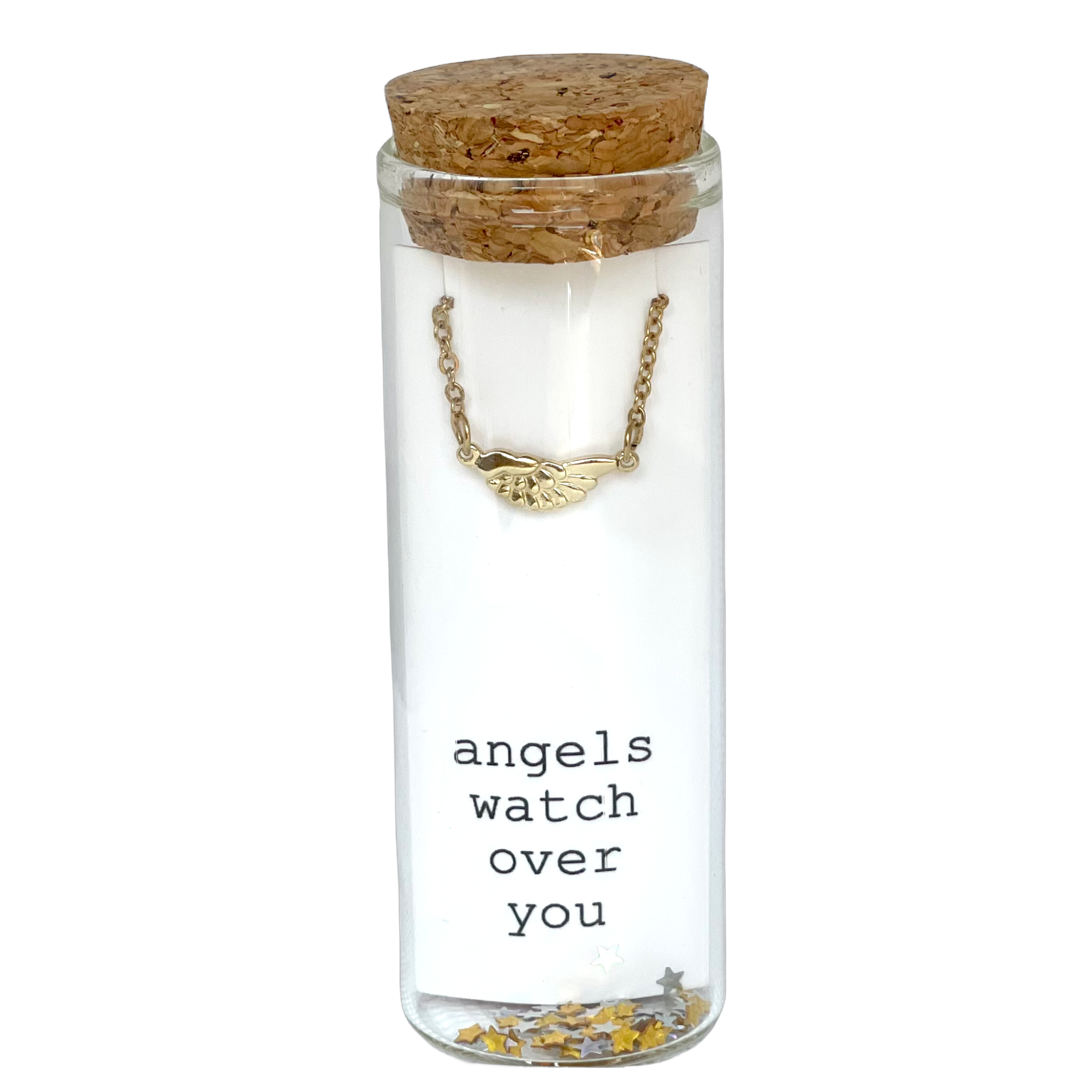 Guardian Angel Wing Affirmation Gold Charm Necklace 