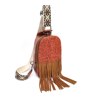 Brown Fringe Western Sling Bag!