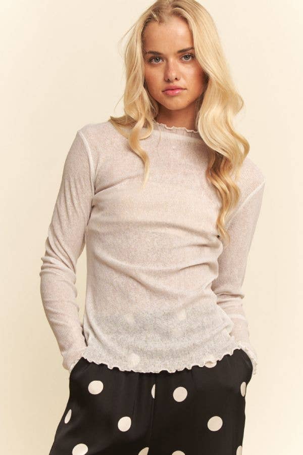 Gold Tone Cream Mesh Shirt!