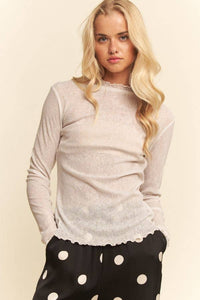 Gold Tone Cream Mesh Shirt!