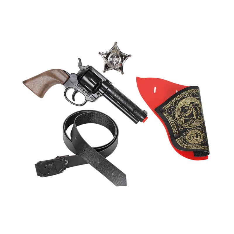 Wild West 4pc Cap Gun, Holster, Belt & Star Badge Playset!