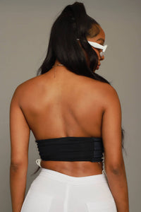 Denim Lace Up Strapless Top!