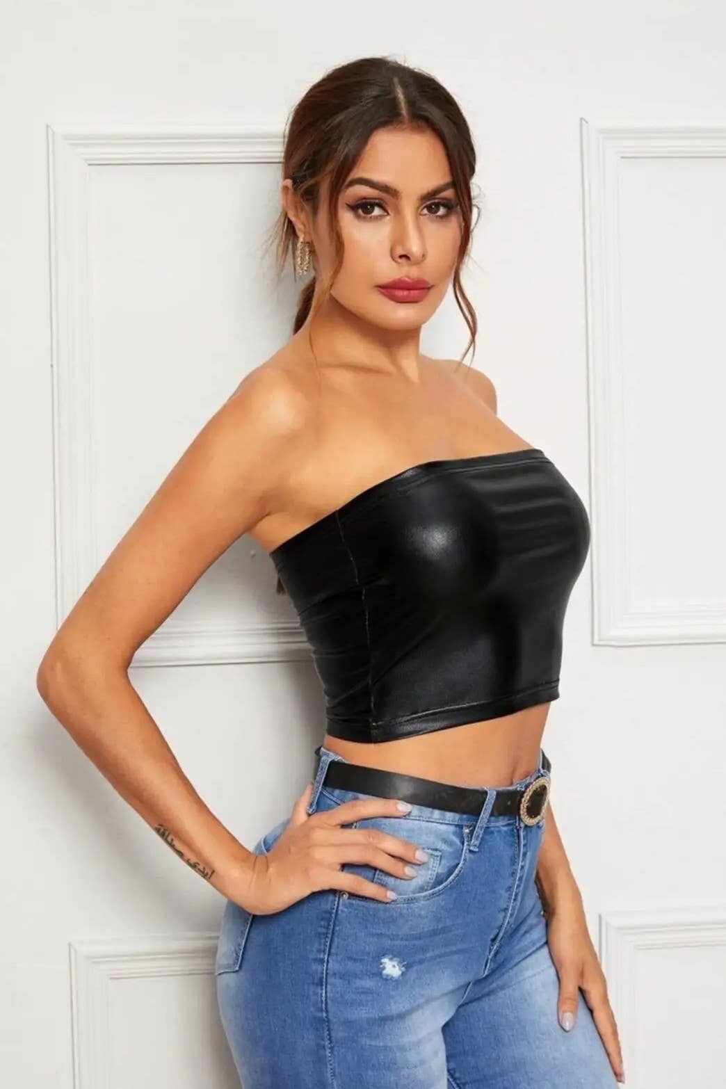 Faux Leather Bandeau Tube Top!