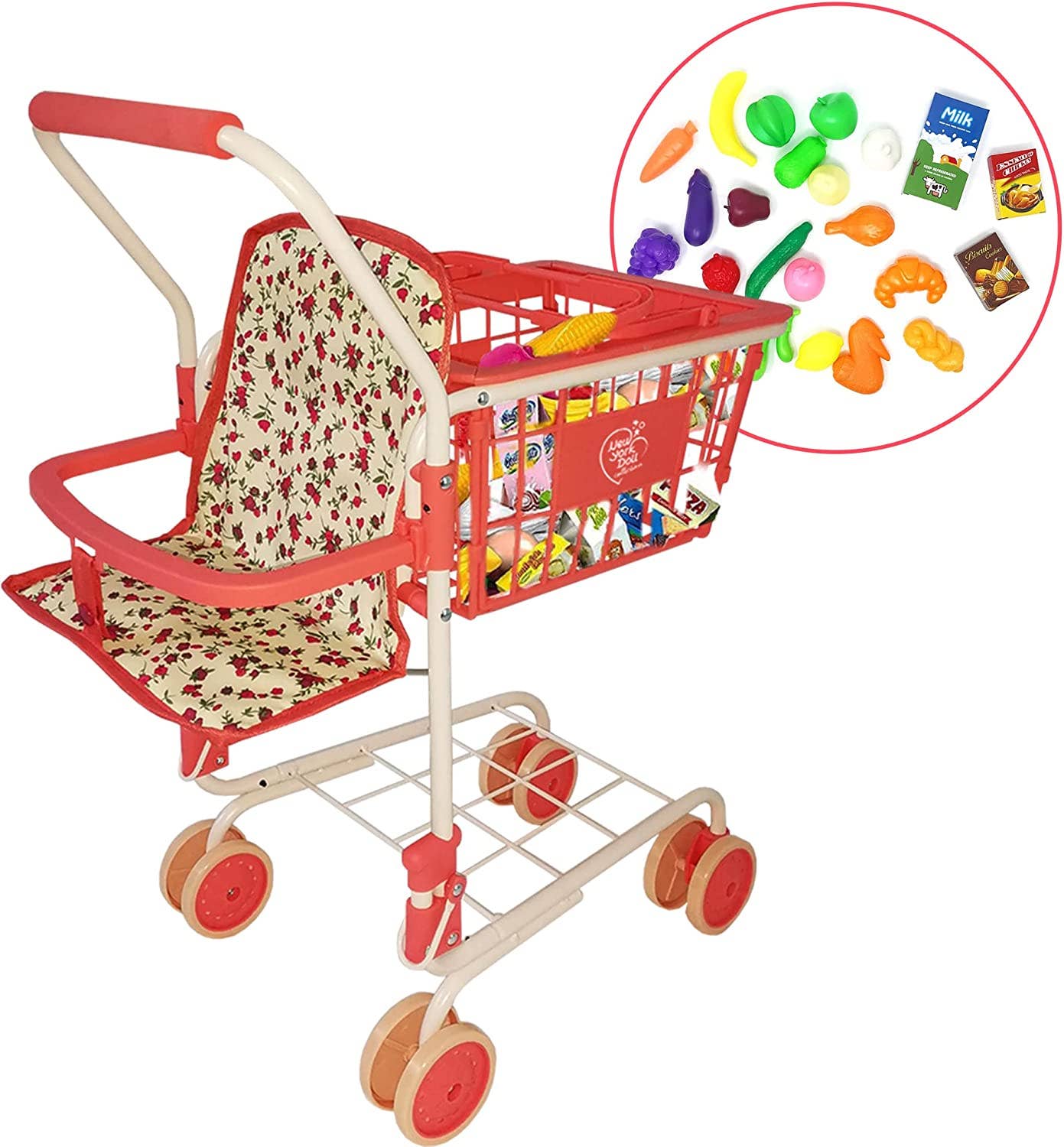 Toy Shopping Cart - Includes Food!