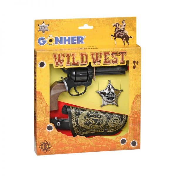 Wild West 4pc Cap Gun, Holster, Belt & Star Badge Playset!