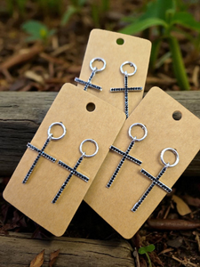 Black Jewled Cross Earrings!