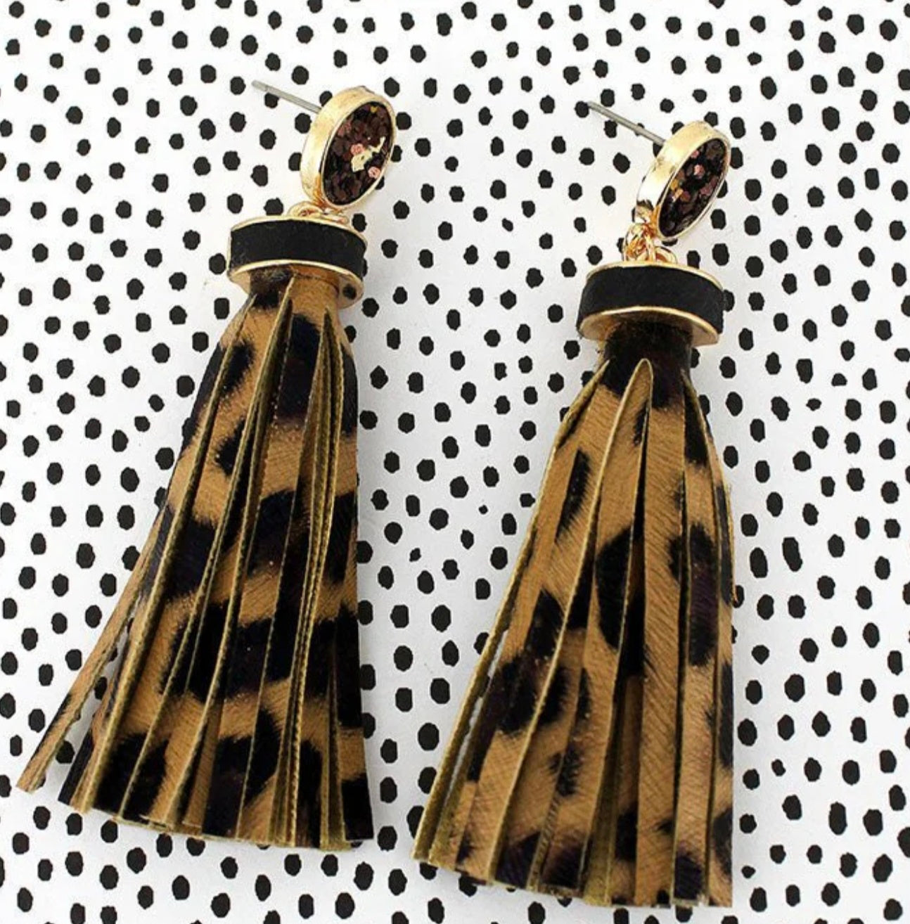 Leopard Tassel Earrings! 2 colors!