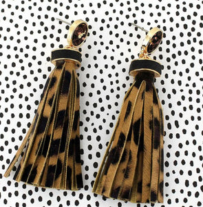 Leopard Tassel Earrings! 2 colors!
