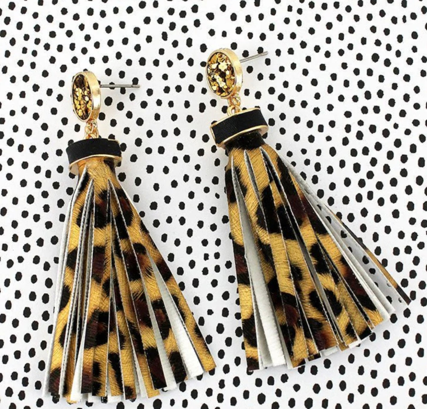 Leopard Tassel Earrings! 2 colors!