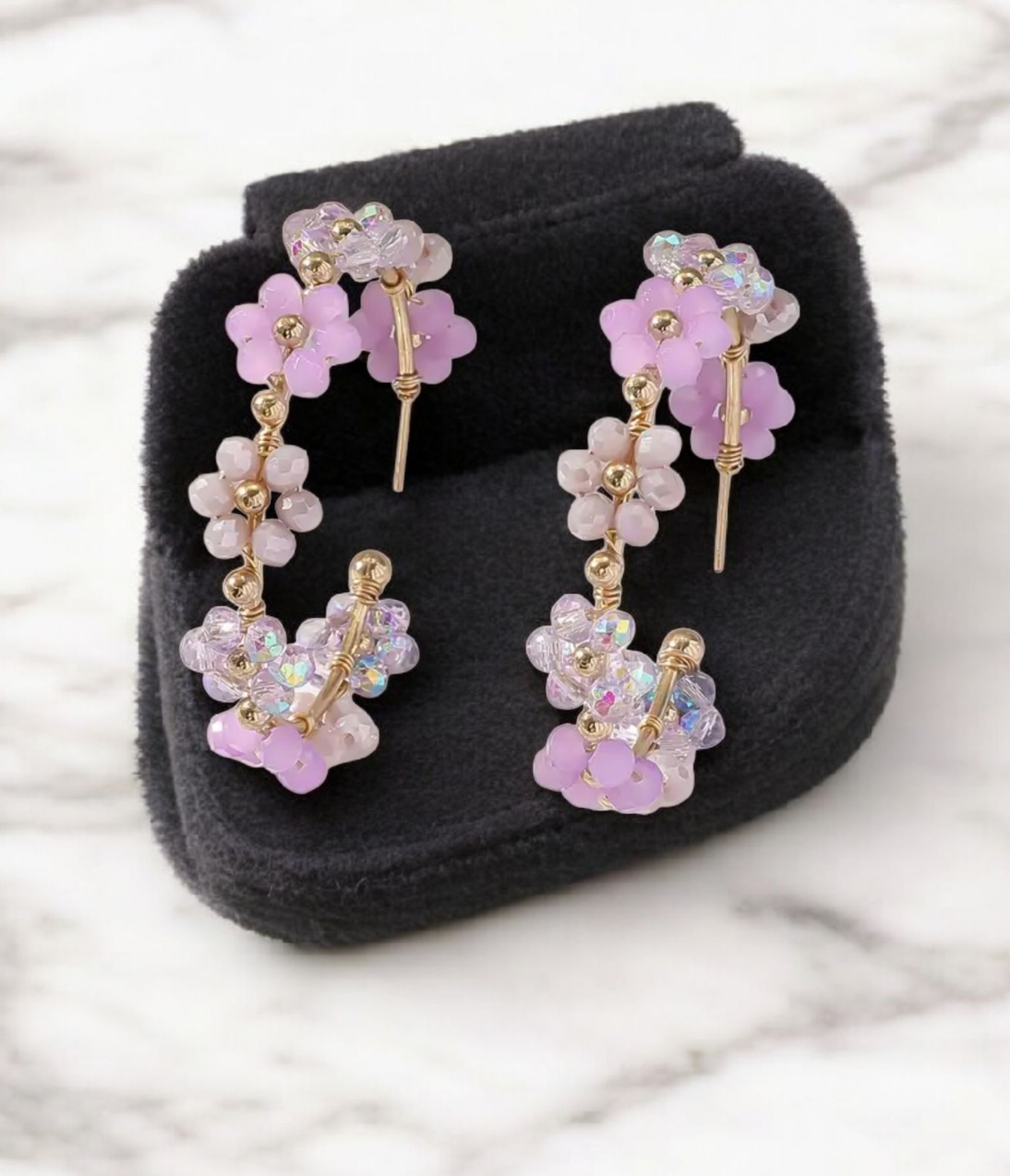 Gold Accented Floral Hoops! 7 colors!