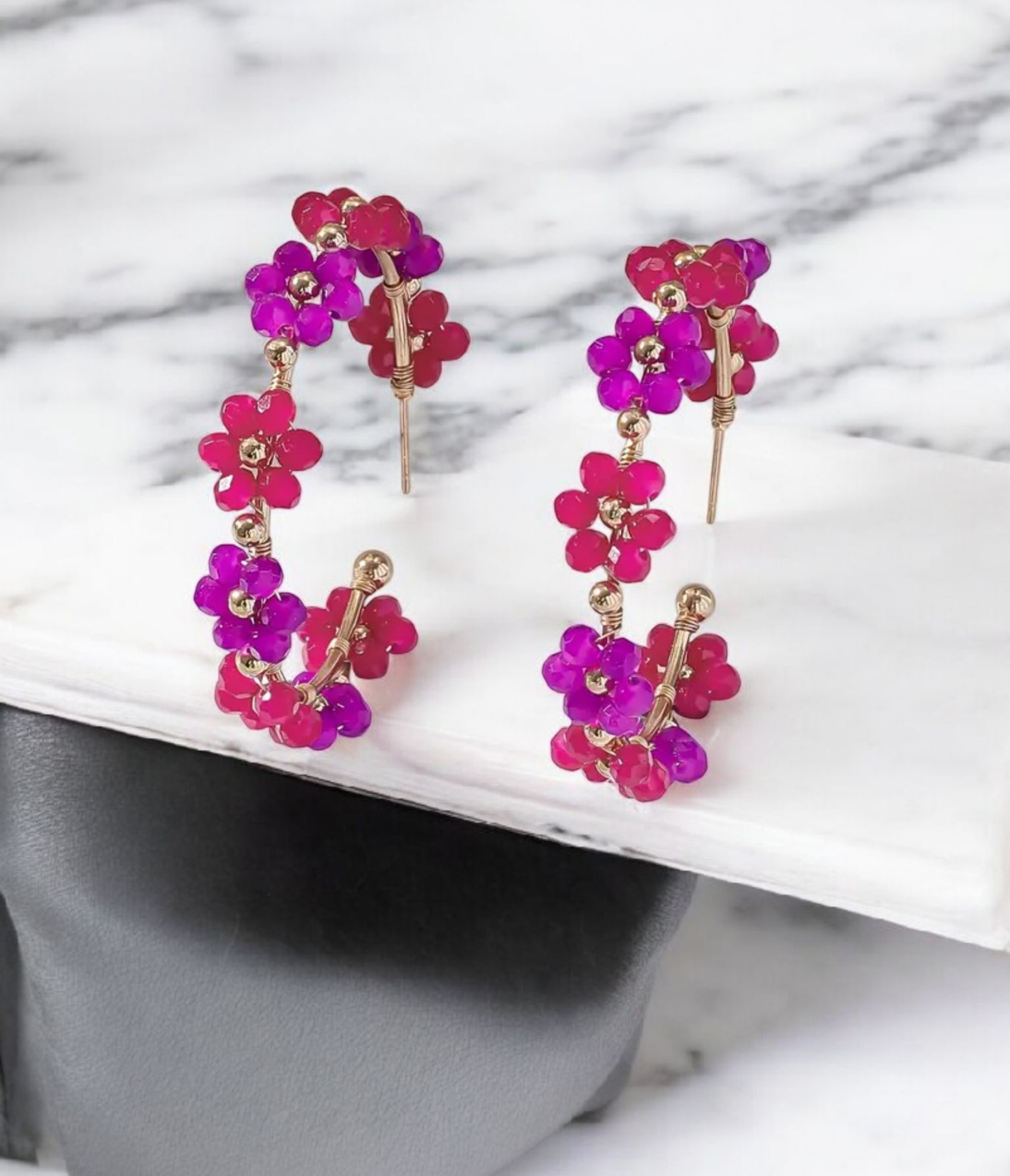Gold Accented Floral Hoops! 7 colors!
