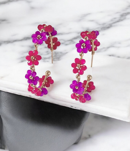 Gold Accented Floral Hoops! 7 colors!