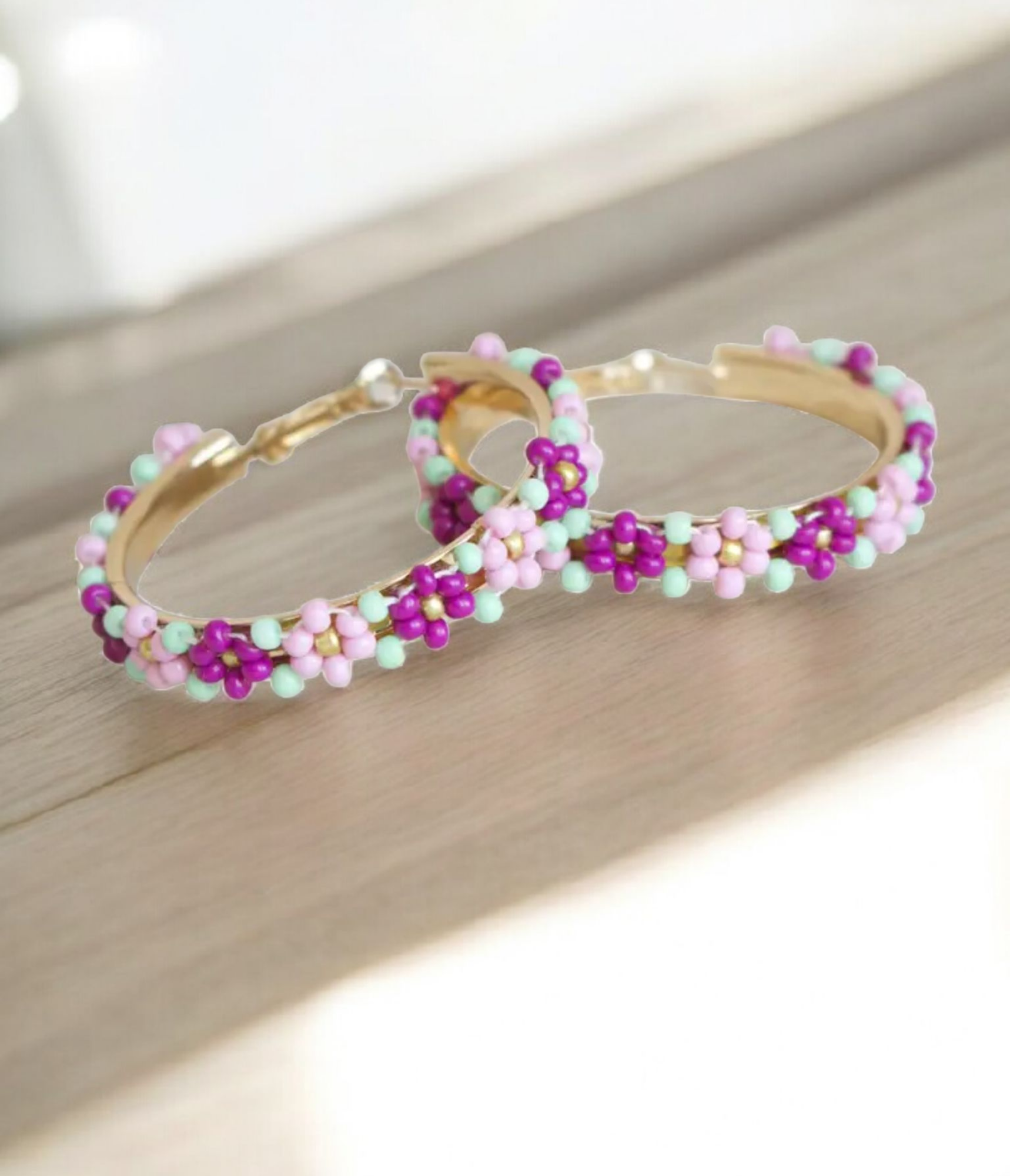 Gold Accented Floral Hoops! 7 colors!