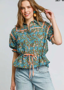Garden Floral Print Blouse!