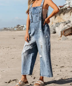 Denim Wide Leg Overalls!