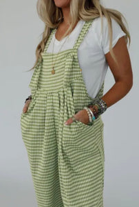 Gingham Green Overalls!