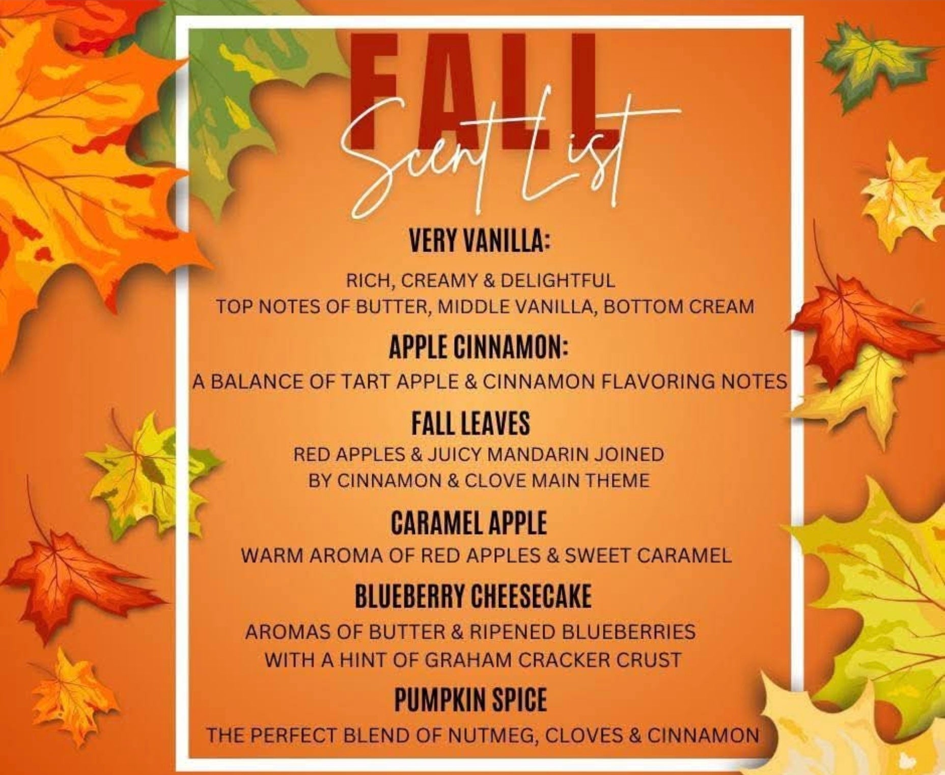 Fall is in the Air Car Diffusers! 6 Aromas!