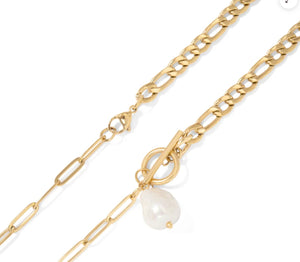 Stainless Freshwater Pearl Necklace! 18k PVD