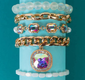Crystal Stacking Bracelet Sets! 5 Colors!