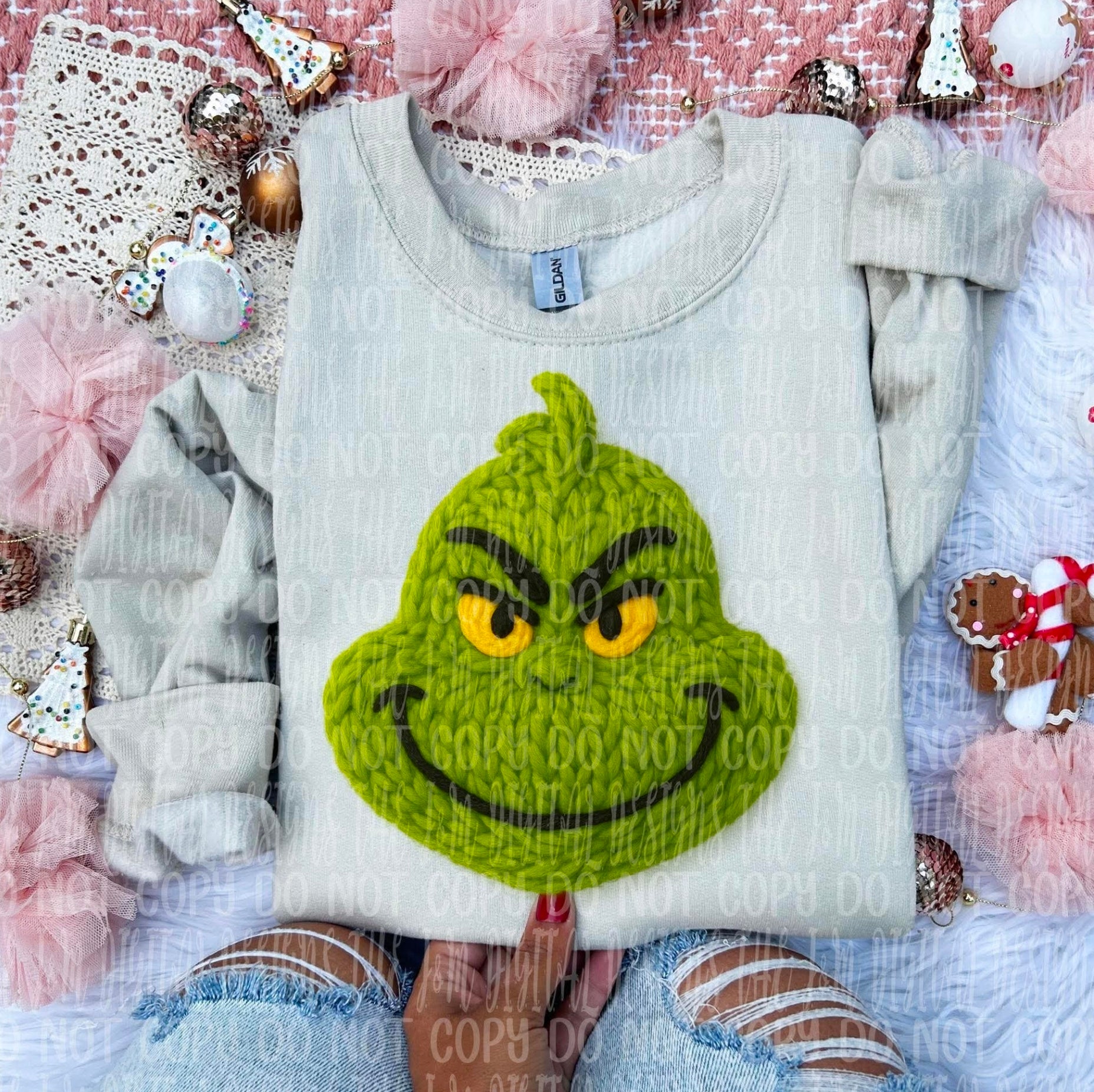 Large Yarn Grinchy Sweatshirt!