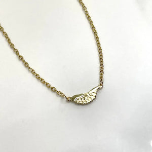 Guardian Angel Wing Affirmation Gold Charm Necklace 
