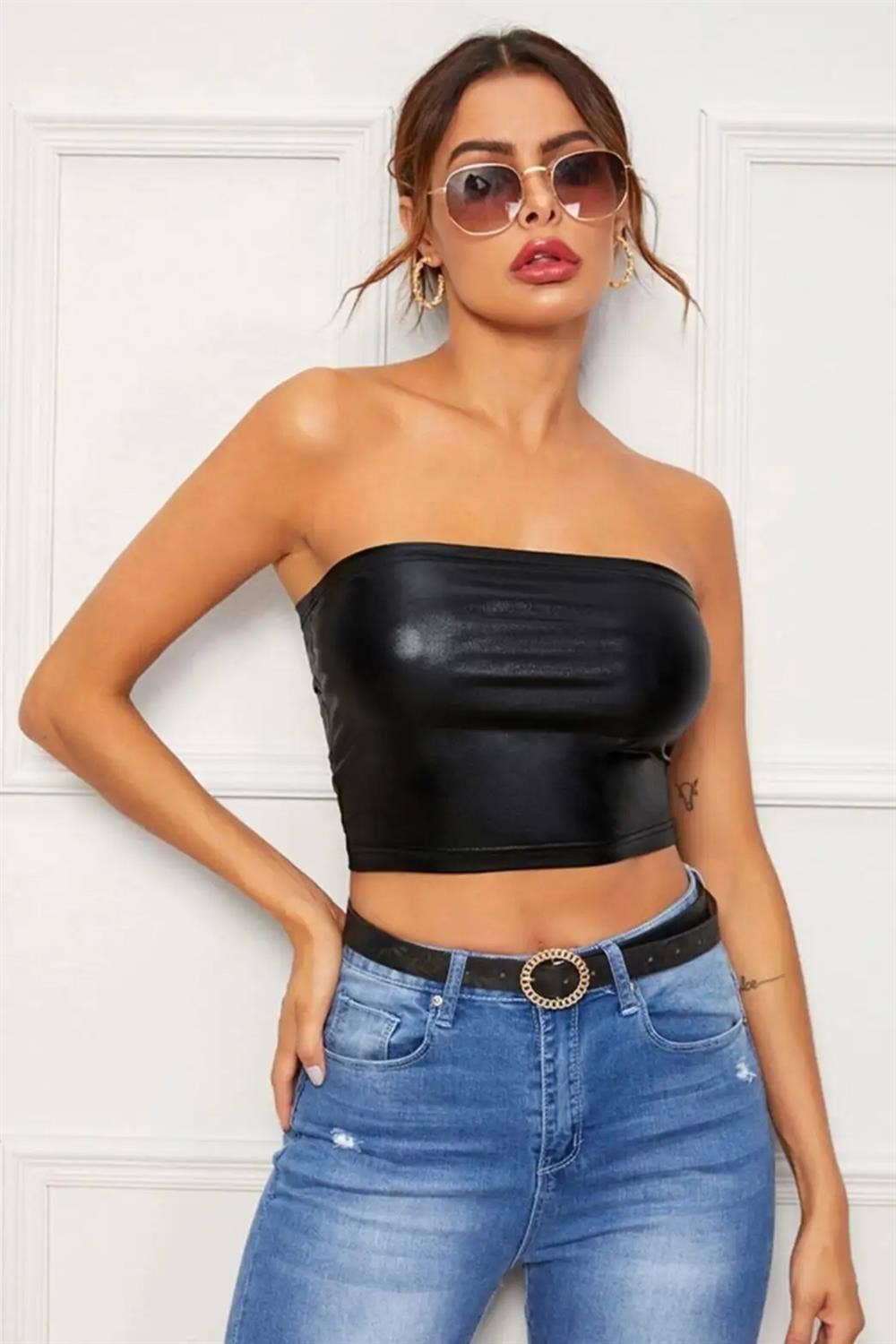 Faux Leather Bandeau Tube Top!