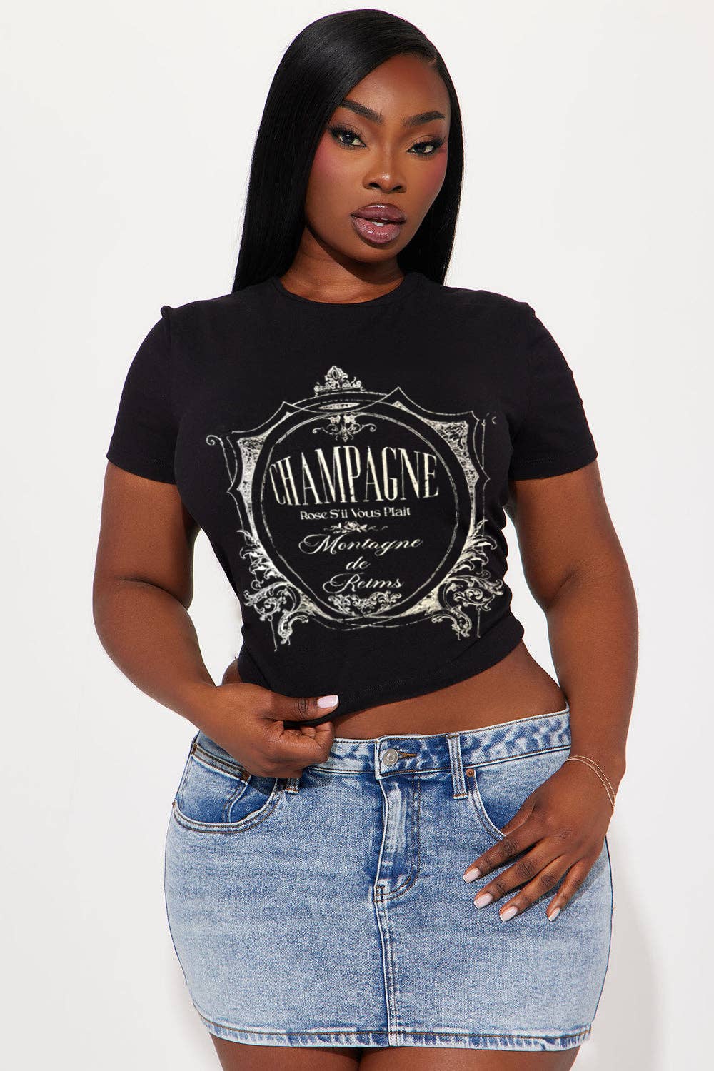 Champagne Graphic Crop Tee!